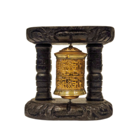 Rueda de Oración de Pared de Madera y Latón