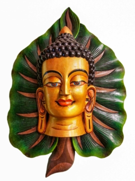 Máscara de Buda en Madera de Álamo Pintada