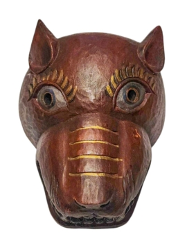 Máscara de animal pintada a mano en madera de álamo