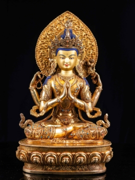 Chenrezig Statue - Copper with Gold Face