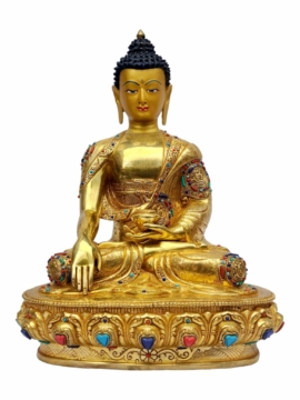 Shakyamuni Buddha Copper Statue with Gold Finish