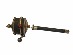 Brass and Wood Hand Held Prayer Wheel