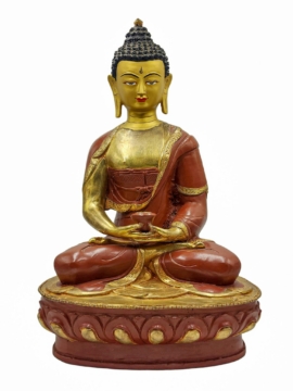 Estatua de Buda Amitabha - Acero, Acabado Baño de Oro