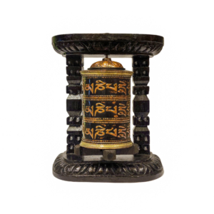 Handmade Wall Prayer Wheel in Wood and Brass