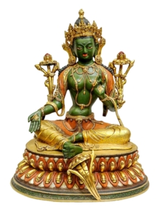 Green Tara Copper Statue - Fire Gold Plated, 41 cm