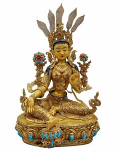 Green Tara Copper Statue - Compassionate Goddess