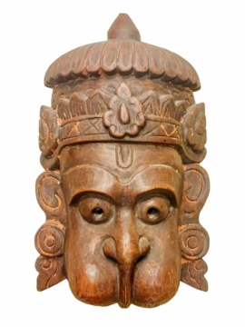 Máscara de Madera de Hanuman - Colgante de Pared en Álamo