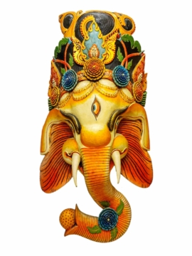 Máscara de Ganesh artesanal de madera de álamo