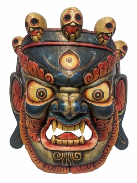 Máscara de Bhairav en madera de álamo, diseño de Mahakala