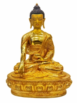 Shakyamuni Buddha Copper Statue with Painted Face - 34 cm Enlightenment Master