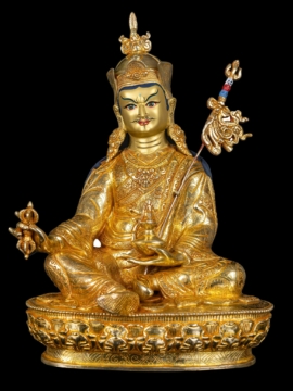 Padmasambhava Copper Statue with Gold-Plated Face - Embodying Wisdom and Enlightenment