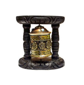 Handmade Wood and Brass Wall Prayer Wheel