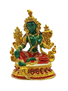 High-Quality Copper Green Tara Miniature Statue, Embodying Compassion and Swift Action