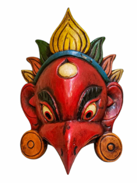 Máscara de Garuda en madera de álamo pintada