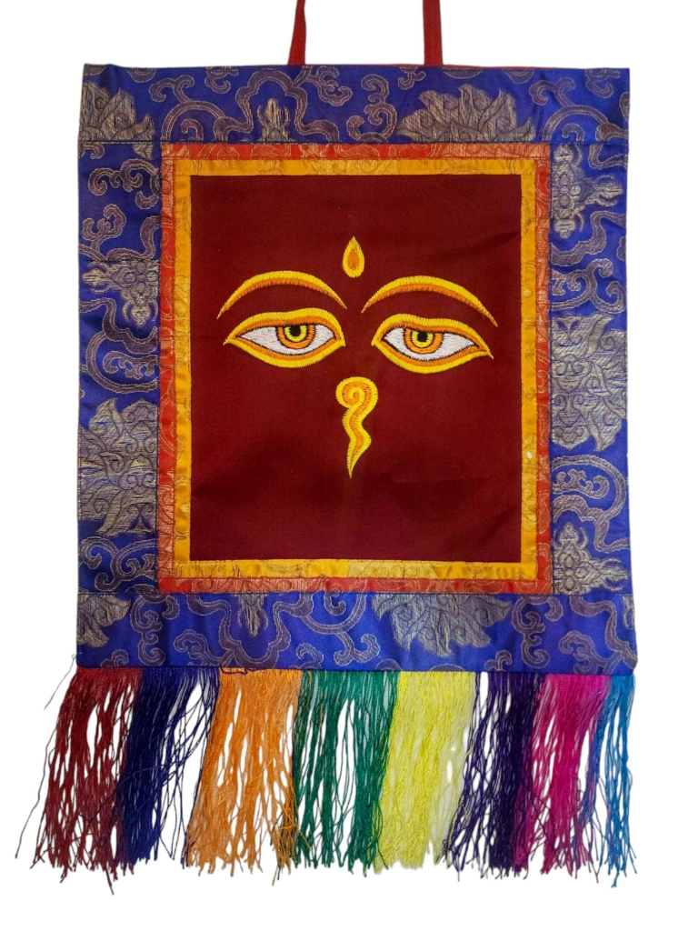 Tenture Murale en Brocart de Cochin avec l'Œil de Bouddha