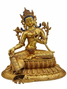 Copper Green Tara Statue: Goddess of Compassion