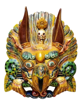 Máscara de Garuda elaborada a mano en madera de álamo