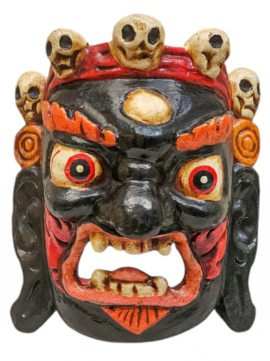 Máscara de Madera de Álamo Bhairav para Colgar en la Pared