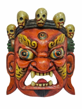 Máscara de Bhairav Mahakala en madera de álamo rojo