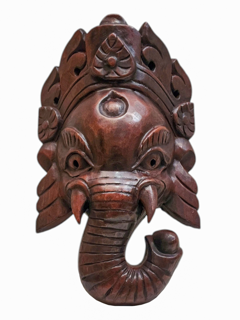 Wooden Ganesh Mask - Poplar Wall Hanging