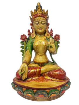 Sublime Tara Wooden Statue - Natural Finish of Longevity and Healing