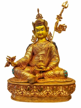 Copper Padmasambhava Statue with Gold Plated Finish