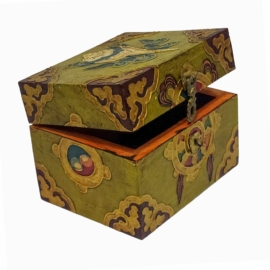 Caja ritual de madera tibetana, hecha a mano en Nepal
