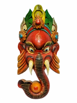 Máscara de Madera de Ganesh, Colgante de Pared de Álamo