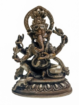 Estatua Miniatura de Cobre Hecha a Mano de Ganesh - Eliminador de Obstáculos y Dios de la Sabiduría