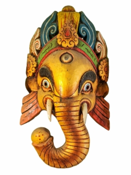 Máscara de Ganesh - Colgante de pared de madera de álamo