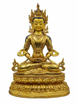 Estatua de Buda Aparimita - Acero, Acabado Baño de Oro