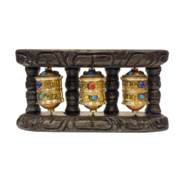 Rueda de Oración de Pared Hecha a Mano en Madera y Latón