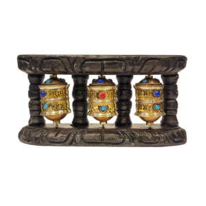 Handmade Wood and Brass Wall Prayer Wheel