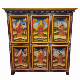 Gabinete de Madera Tibetano Hecho a Mano con Cuatro Puertas