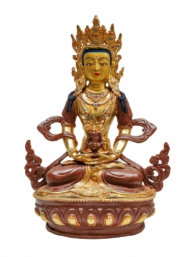 Aparimita Copper Statue - Partly Gold Plated, Symbolizing Long Life and Wisdom