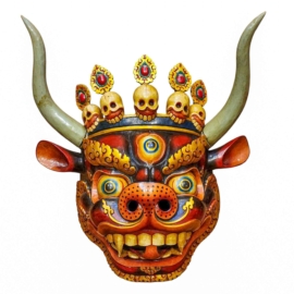 Colgante de Pared de Máscara de Madera de Yamantaka
