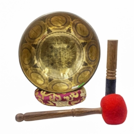 Seven Bronze Singing Bowl with Yoga Man Design