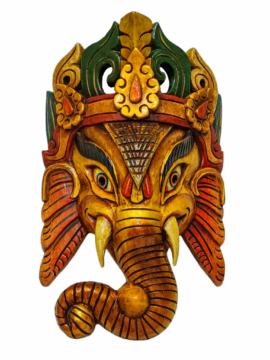 Máscara de Ganesh colgante de pared en madera de álamo