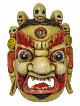 Máscara de Mahakala Bhairav en madera de álamo blanco