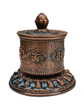 Rueda de Oración de Bronce para Rituales Budistas
