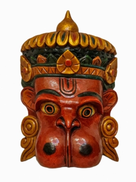Máscara de Madera de Hanuman - Colgante de Pared en Madera de Álamo