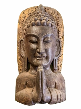Máscara de Buda de Madera Colgante - Madera de Álamo