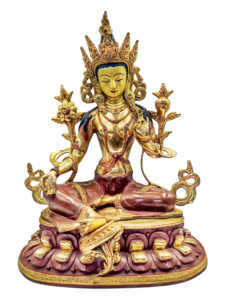 Green Tara Copper Statue - Gold Plated Finish