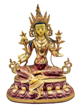 Statue en cuivre de la Tara verte - Finition dorée