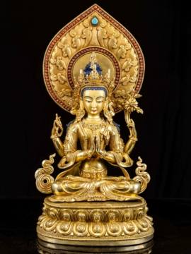 Chenrezig Statue - Bodhisattva of Compassion in Copper
