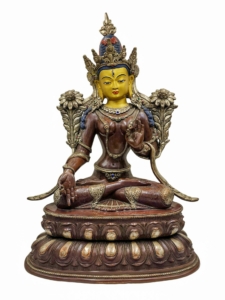 Handcrafted Copper White Tara Statue - Goddess of Longevity and Healing, 32 cm