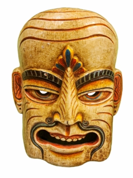 Máscara tribal de madera de álamo hecha a mano
