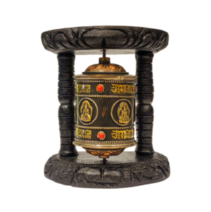 Wood and Brass Wall-Mounted Prayer Wheel