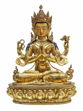 Copper Chenrezig Statue - Bodhisattva of Compassion