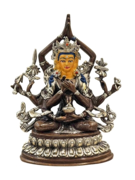 Manjushri Copper Statue with Silver Finish